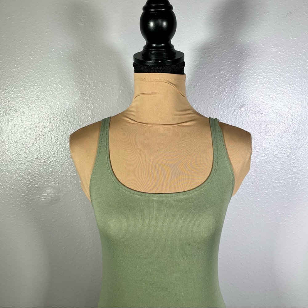 Zara sagegreen stretch knit bodycon tank midi dress M casual minimalist vacation - Picture 8 of 12